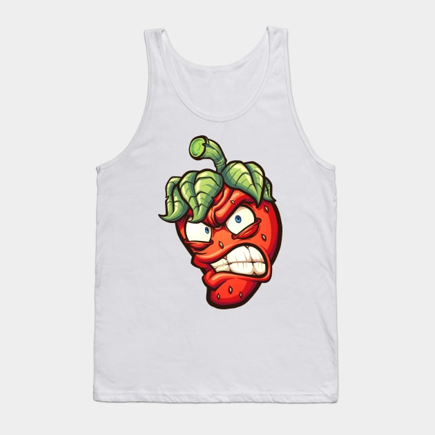 Angry Strawberry Tank Top by memoangeles